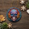 Grim Guardian Haunting Skull Stained Glass Style Ceramic Ornament, Halloween Themed Christmas Gift and Decor| OrnamentallyYou - 4 of 4