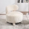 Sapphtopaz Round Accent Chair with Curved Backrest Thick Cushion Reading Chair with Solid Wood Legs Armless Side Chair for Living Room, Bedroom - 4 of 4