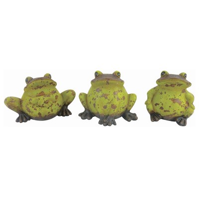 Transpac Set of 3 Small Terracotta Rusty Frog Figurines Decorative Green Tabletop Indoor Home Decor Gift