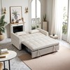 82" Velvet Sleeper Sofa Bed with Adjustable Backrest, Pull-Out Bed, Storage Pockets, and 2 Pillows for Living Room - 3 of 4