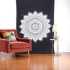 HomeRoots 80" X 56" Black And White Mandala Cotton Hanging Tapestry - 2 of 3