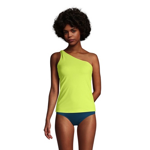 Lands' End Women's Chlorine Resistant One Shoulder Tankini Top Swimsuit -  10 - Lemon Lime : Target