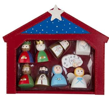 Kurt Adler 9-Inch Miniature Nativity Set with 9 Figures and Stable