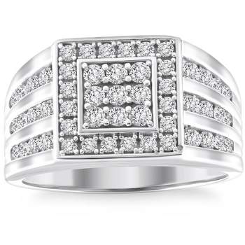 Pompeii3 1Ct TW Diamond Men's Anniversary Wedding Ring High Polished Band 10k White Gold