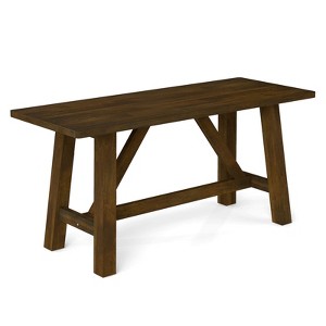 Costway 1/2 PCS Wooden Dining Bench Farmhouse Shoe Bench Entryway Seat with Rubber Wood Frame - 1 of 4