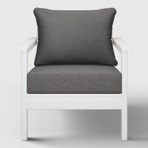 WestinTrends Avalon White Outdoor Modern HDPE Patio Club Chair with Deep Seat Cushions - 1 of 4