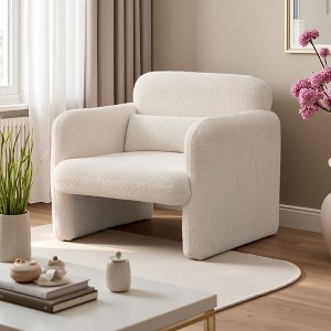 34" Velvet Modern Single Sofa Chair with Support Pillow - 1 of 4