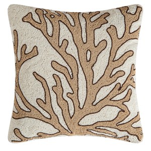 C&F Home 16" x 16" Natural Coral Hand Beaded Throw Pillow - 1 of 4