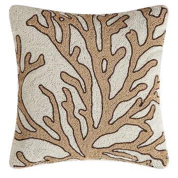 C&F Home 16" x 16" Natural Coral Hand Beaded Throw Pillow