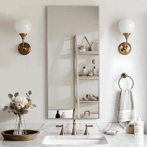MAYEERTY Hanging Mirror Aluminum Alloy Thin Edge Right Angle Rectangle Silver 47x22x1in - 1 of 4