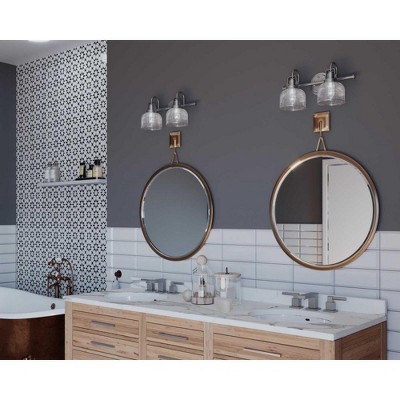 Archie Antique Nickel 2-Light Textured Glass Vanity Bar