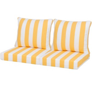24x24 Inch Outdoor Deep Seat Cushion Set - Waterproof Fade-Resistant Patio Furniture Cushions with Removable Covers - 1 of 4