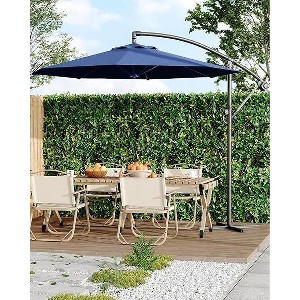 10ft Offset Patio Umbrella, Cantilever Umbrella with Easy Lift & Tilt Adjustment, 8 Ribs Sun umbrella UV Protection for Backyard, Pool, Garden - 1 of 4