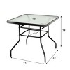 Costway 32'' Patio Square Table Tempered Glass Steel Frame Outdoor Pool Yard Garden - 2 of 4