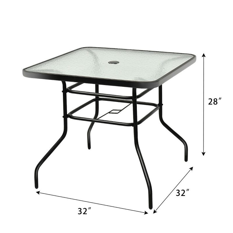 Costway 32'' Patio Square Table Tempered Glass Steel Frame Outdoor Pool Yard Garden, 2 of 12