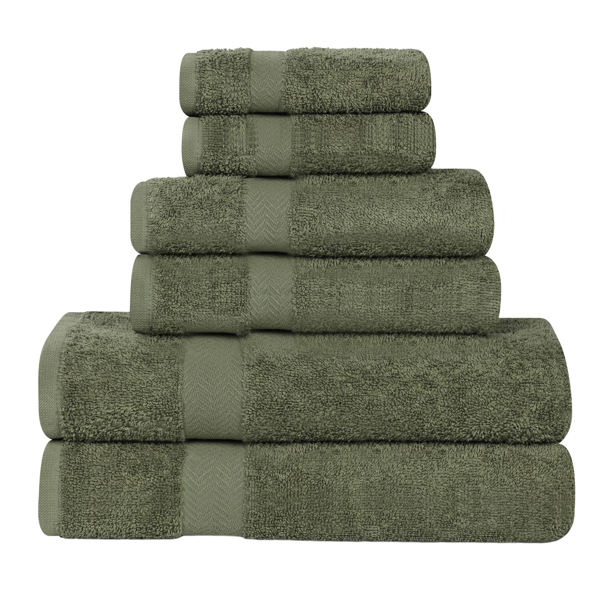 Quick-Drying Cotton 6-Piece Assorted Towel Set, Forest Green - Blue Nile Mills