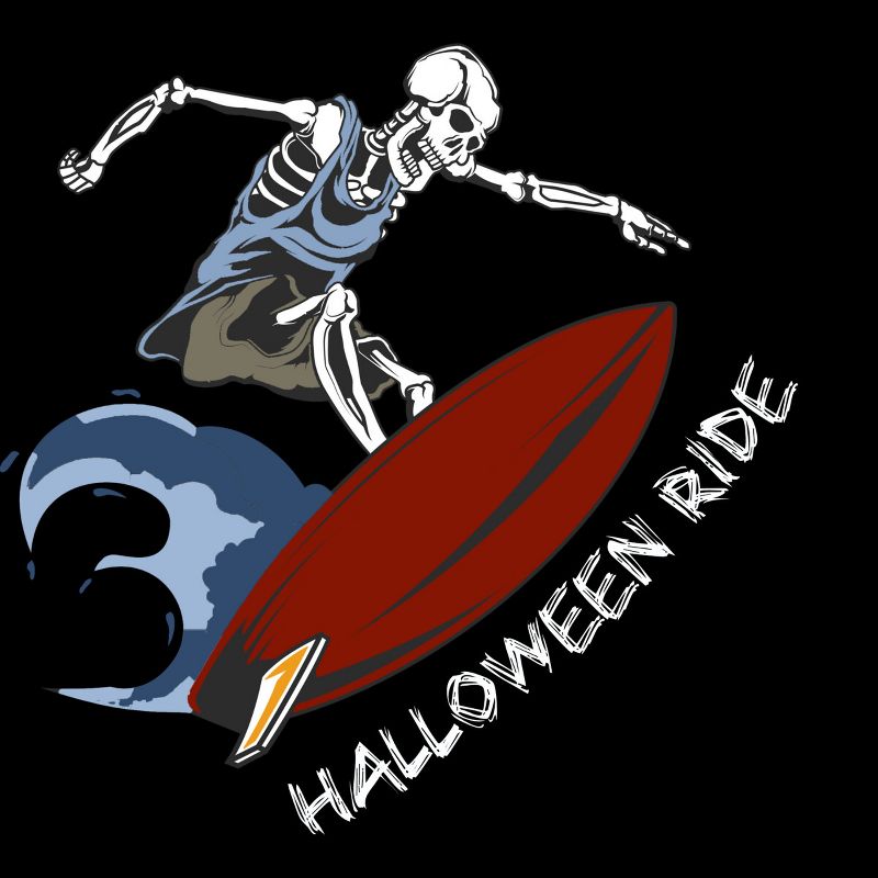 Junior's Design By Humans Halloween Surfing Zombie Skeleton Funny Costume t shirt By graceandfinn T-Shirt, 2 of 4