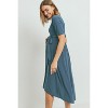 Hello Miz Women's Hi-Low Short Sleeve V Neck Maternity Wrap Dress with Belt - 2 of 4