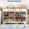 57 Inch Modern Farmhouse Sideboard Buffet Cabinet with 2 Drawers & Adjustable Shelves, Large Kitchen Storage Cabinet, Coffee Bar Organizer, White - 4 of 4