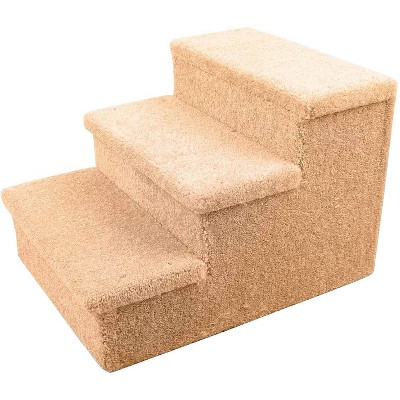 Penn-Plax 3-Step Carpeted Pet Stairs Holds Up to 150 LBS 12.75" High Beige