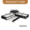 Twin Size Corner Platform Beds, L-Shaped Wooden Beds Frame with Trundle and Drawers Linked with built-in Desk - Leovsnove - 3 of 4