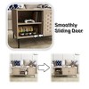 Elegant Veneer Weaving Design Coffee Table With Sliding Door, Wooden Center Rectangular Table With Symmetrical Design Storage Cabinet For Living Room - 2 of 4