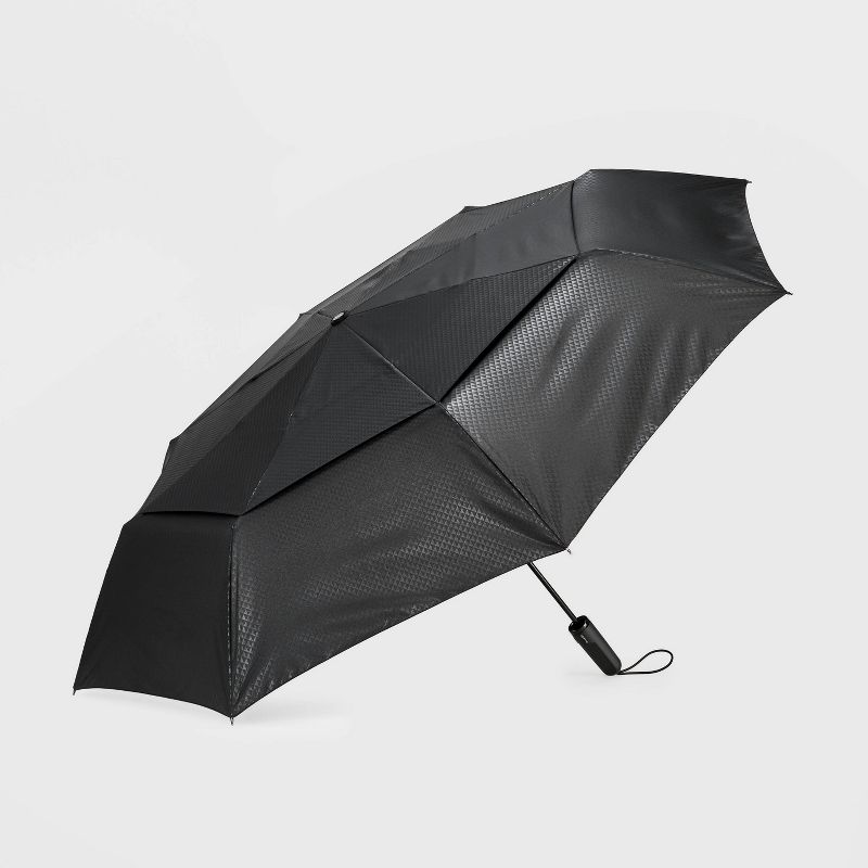 ShedRain JUMBO Auto Open Auto Close Compact Umbrella - Black: Telescoping Shaft, 54" Span, Solid Polyester