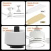 TALOYA 52 in. LED Light White Ceiling Fan with Remote, Reversible Quiet DC Motor for Bedroom Dining Living Room - 3 of 4