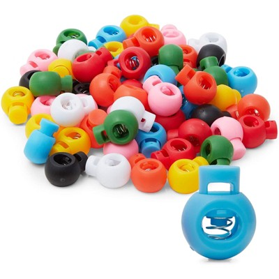Bright Creations 60 Pieces Round Toggle Stoppers, Plastic Cord Locks in 8 Colors for Arts and Crafts