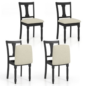 Tangkula Set of 4 Upholstered Wooden Dining Chair w/ Seat Storage Space - 1 of 4