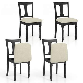 Tangkula Set of 4 Upholstered Wooden Dining Chair w/ Seat Storage Space