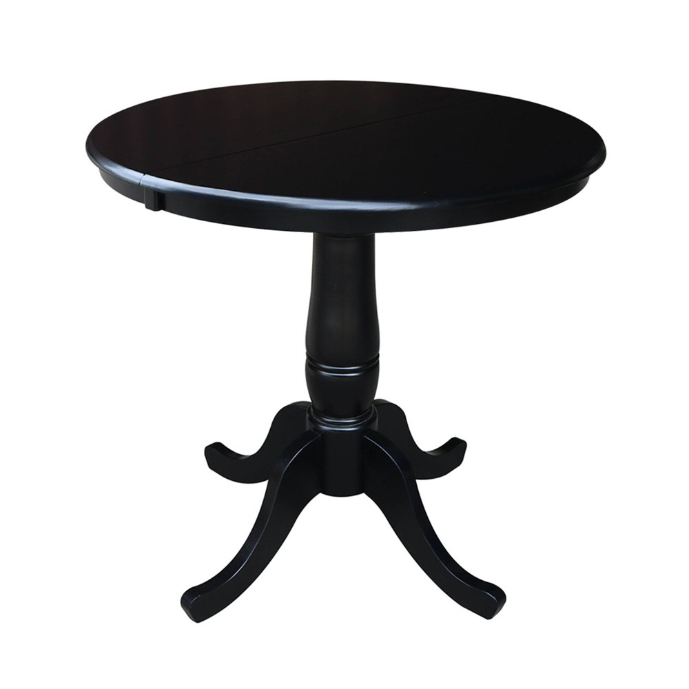 Photos - Dining Table 36" Round Top Pedestal Extendable  with 12" Drop Leaf Black 