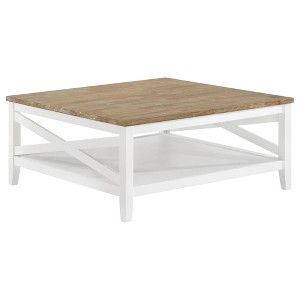 Coaster,Hollis Square Wood Coffee Table With Shelf Brown and White - 1 of 4