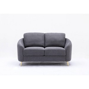 TiramisuBest Gray Velvet Loveseat, Plush Upholstered Sofa for Living Room or Bedroom - 1 of 4