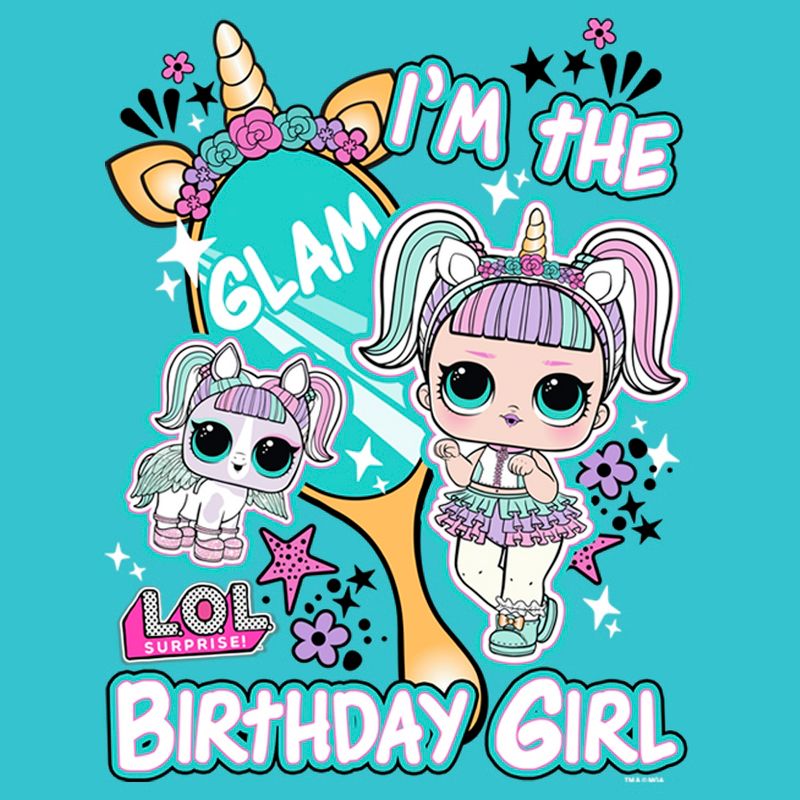 Girl's L.O.L Surprise I'm the Birthday Girl Unicorn T-Shirt, 2 of 5