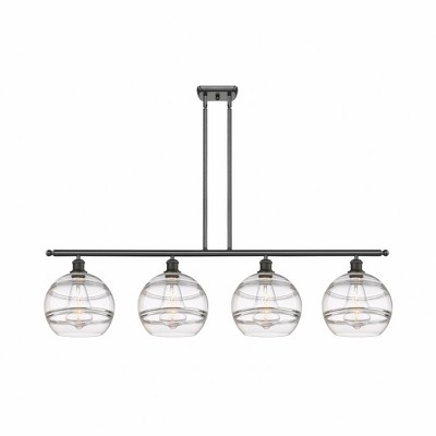 Rochester - 4 Light Stem Hung Island In Industrial Style-12.13 Inches Tall and 48.25 Inches Wide
