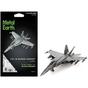 Model Kit Boeing F/A-18 Super Hornet Fighter Aircraft "United States Navy" (Moderate Difficulty) Steel Model by Metal Earth - 1 of 4