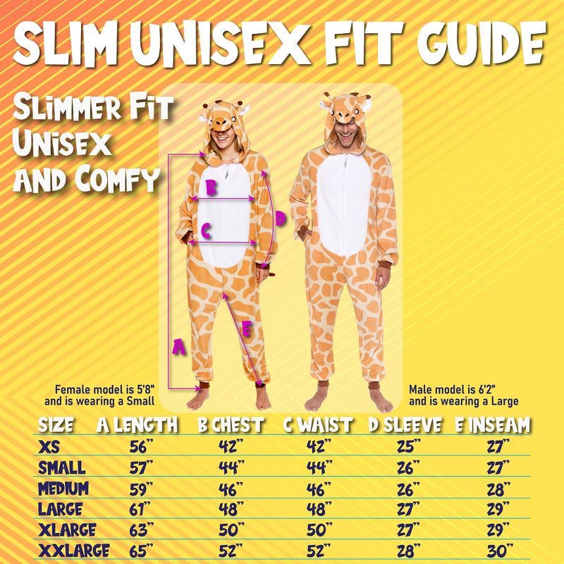FUNZIEZ! - Giraffe Slim Fit Adult Unisex Novelty Union Suit Costume for Halloween, 4 of 8