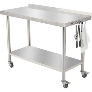 48"x24" Stainless Steel Prep Table w/ Undershelf & Wheels - Heavy-Duty Commercial Worktable for Kitchens - 1 of 4
