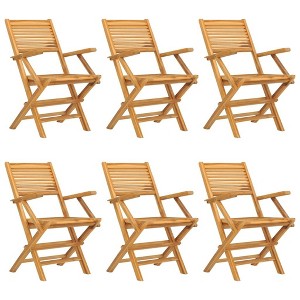 vidaXL Folding Patio Chairs Set of 6 - Solid Teak Wood Outdoor Seating - Scandinavian Style Garden Furniture - 21.7"x24.4"x35.4" - 1 of 4
