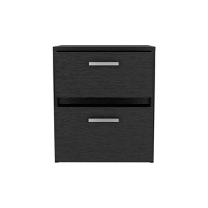 Gulches 18"H 2-Drawer Nightstand, Black Particle Board Bedside Table with Metal Handles, Spacious Storage for Bedroom Essentials - 1 of 4