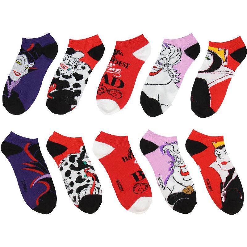 Disney Villains Socks Womens' 5 Pack Ankle No Show Socks Multicoloured, 2 of 4