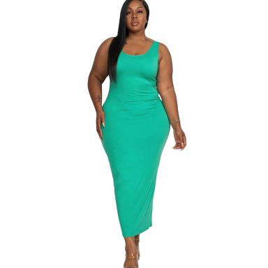 Slickblue Plus Size Solid Maxi Dress for Women, Sleeveless Stretch Jersey  Knit, Casual Fit, Green, Size 2XL : Target