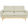 Airsurfer 2-Seat Mid-Century Modern Fabric Sofa, Upholstered Loveseat with Wooden Legs and Tufted Back for Living Room or Apartment, Cream White - 4 of 4