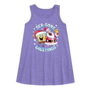 - SpongeBob SquarePants - Seasons Greetings Graphic Sleeveless Aline Dress - 1 of 4