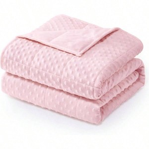Dot Weighted Blanket, 15lbs, Queen Size, Soft Cozy Blanket for Stress Relief and Sleep, Breathable Pink 60x80 Inches - 1 of 4