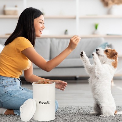 White Enamel Airtight Dog Treat Jar with Lid