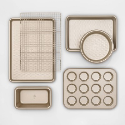 6pc Bakeware Set Gold Warp Resistant Textured Steel - Made By Design™