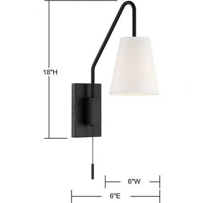 Owen Matte Black Adjustable Arm Sconce with White Fabric Shade