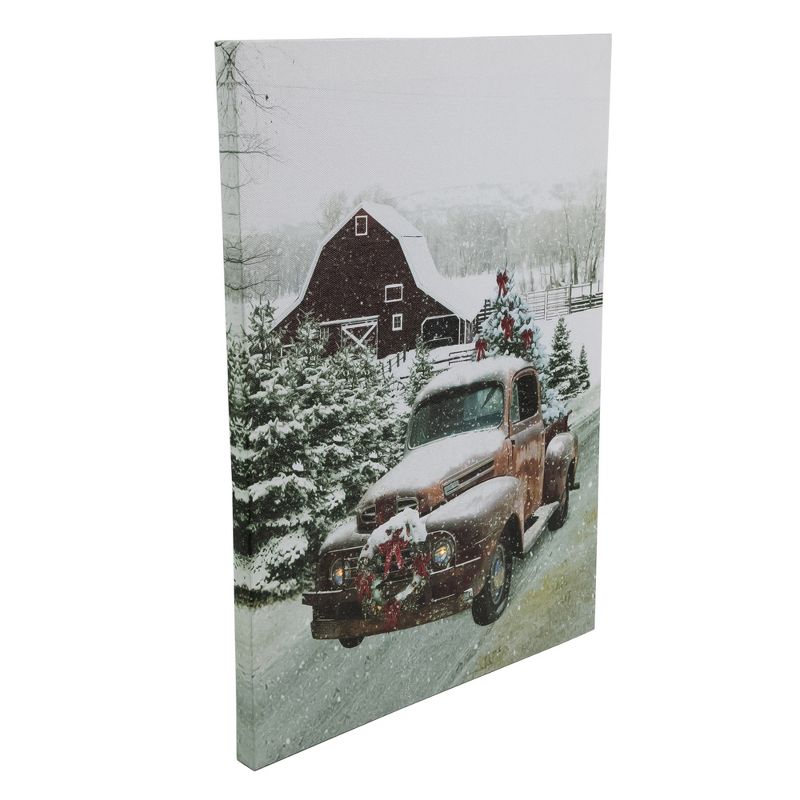 Northlight LED Lighted Fiber Optic Truck with Tree Christmas Canvas Wall Art 15.75"  x 11.75", 5 of 7